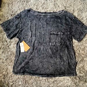 Anthropologie t.La stone washed grey black tee NWT